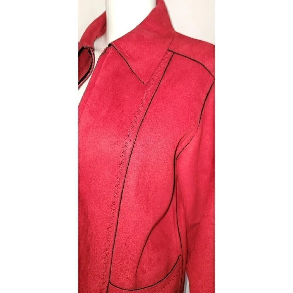 Alfred Dunner Zipped Brushed Suede Fleece Blazer - Size 8P